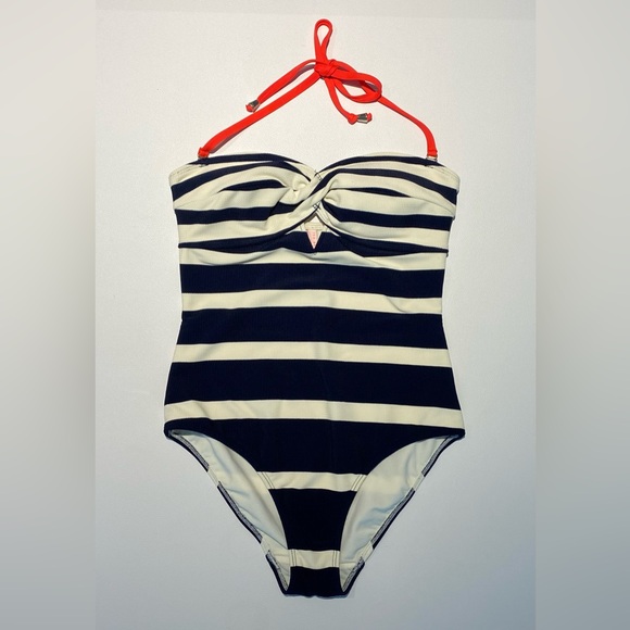 Ted Baker London Cirana Striped Textured Bandeau one piece bathing suit. - Picture 2 of 4